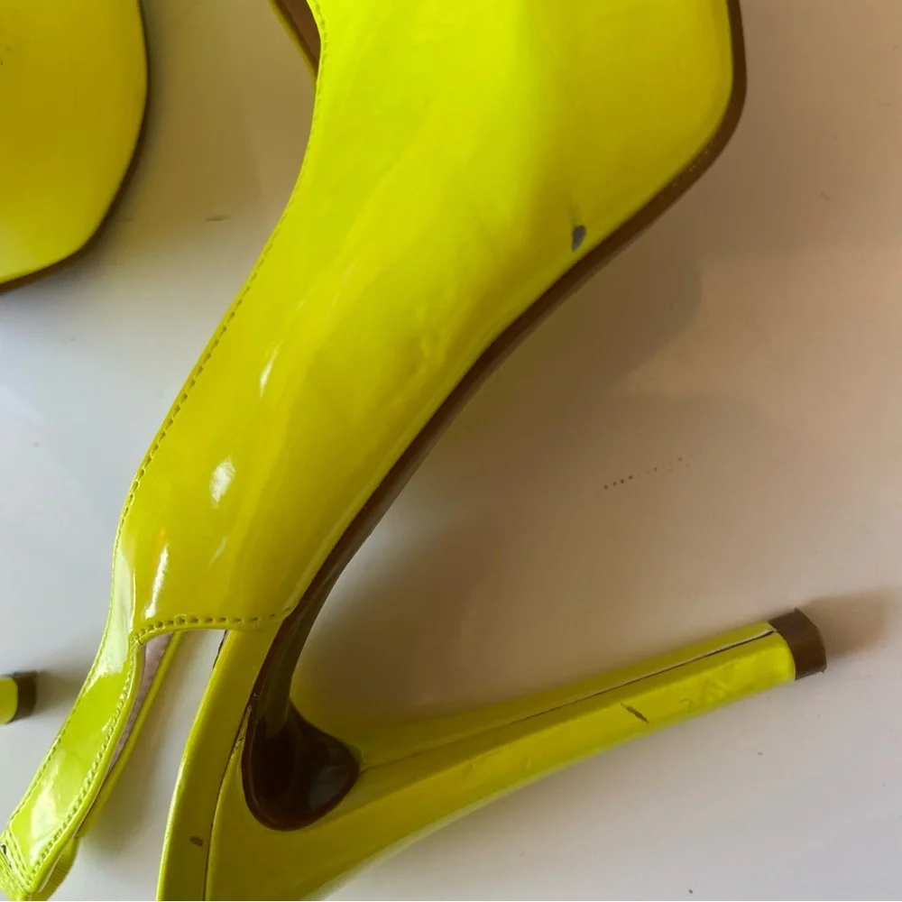 GUESS ‎ neon yellow peep toe stilleto sling back heels
